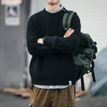 Wiaofellas Harajuku Sweaters Men Winter Casual Regular Fit Crewneck Sweaters Men Pullovers Knitted Sweater Men Fashion Clothing